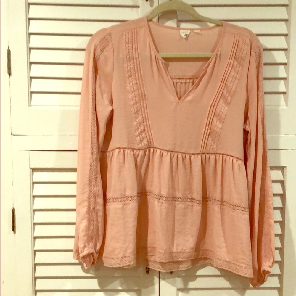 GAP blush pink boho blouse Size 8